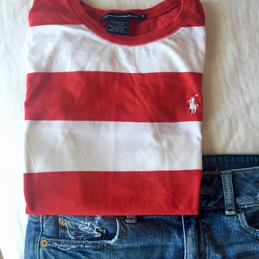 RL Red and white stripe top
